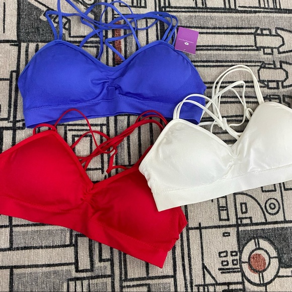 NEW Anemone set of 3 medium support yoga bras- two cross cross strap - Picture 2 of 9